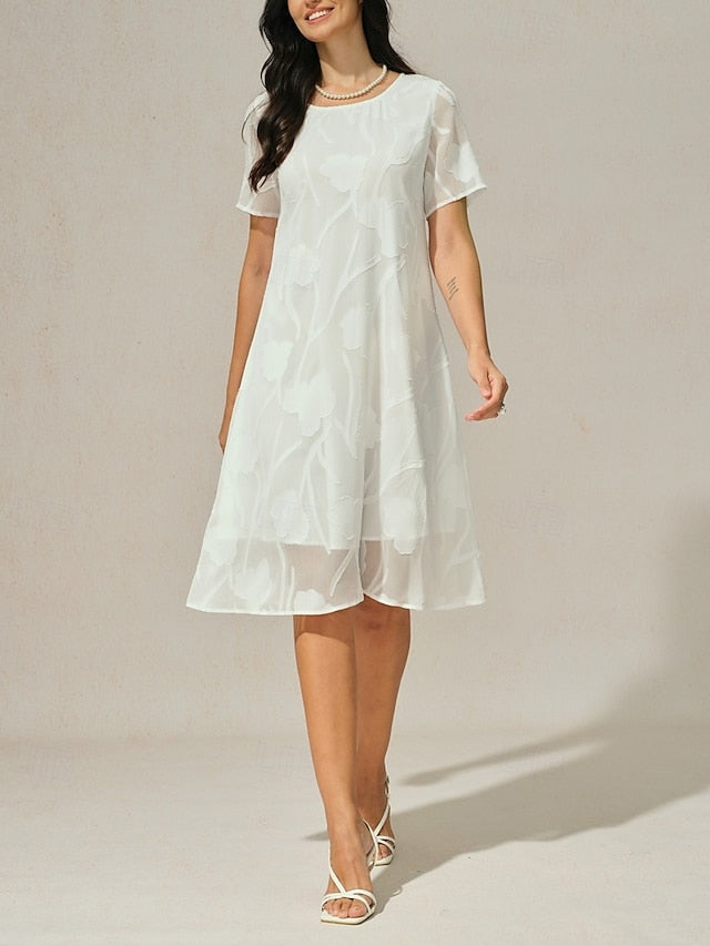 Women's Knee Length Dress Chiffon Dress Elegant Casual