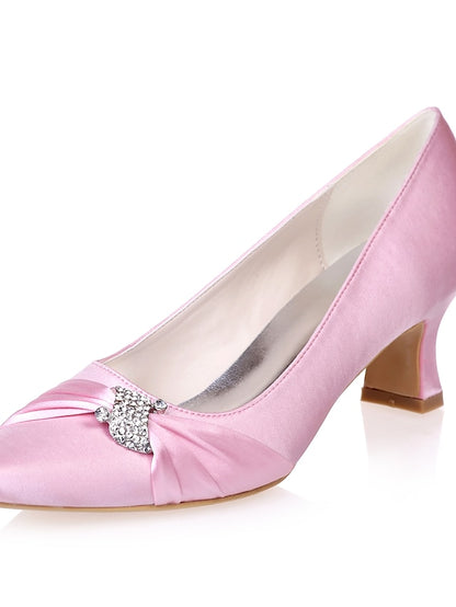 Blue Kitten with Rhinestone Satin Bow Women's Royal Heels