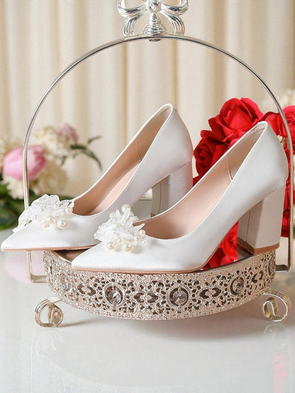 with Wedding White and Women's Crystal Heels Pearl