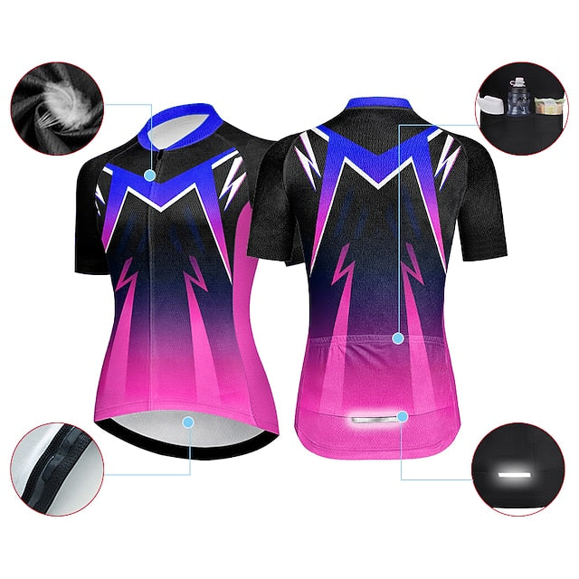 Women's Cycling Jersey Geometic Short Sleeve Bike Jersey