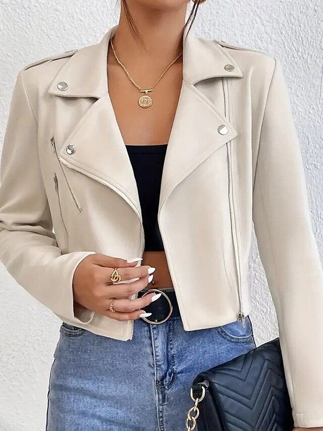 Women's Jacket Pocket Faux Comfortable Leather Zipper