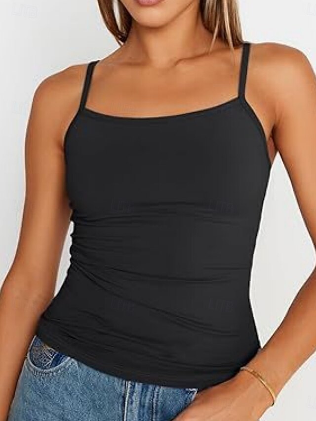 Women's Tank Top Sleeveless Shirt Tee Top Solid Color