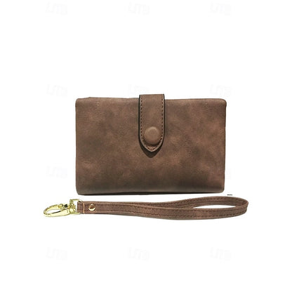 with Leather Women's Wrist Strap Faux Pink Wallet –