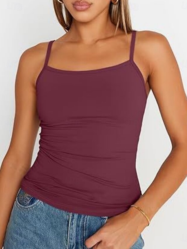 Women's Tank Top Sleeveless Shirt Tee Top Solid Color