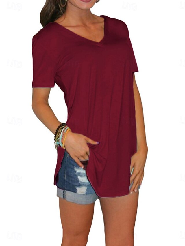 Women's T Shirt Tee Top Solid Color Fashion Basic Classic