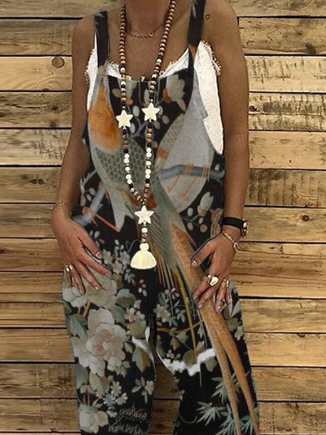 Women's Normal Jumpsuit Casual Floral Sleeveless U Neck