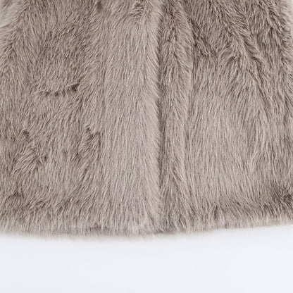 Buttons Fur Faux Coat Pocket Women's Warm Comfortable
