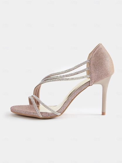 Strappy High – Heel for Women Rhinestone Crystal Sandals