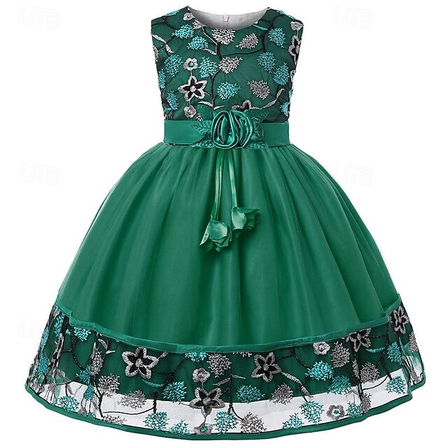 Flower 3D Girl Party Sleeveless Girls' Dress