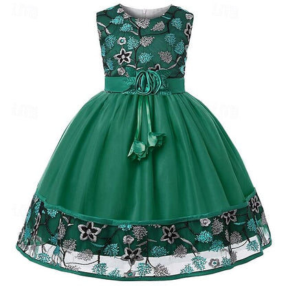 Flower 3D Girl Party Sleeveless Girls' Dress