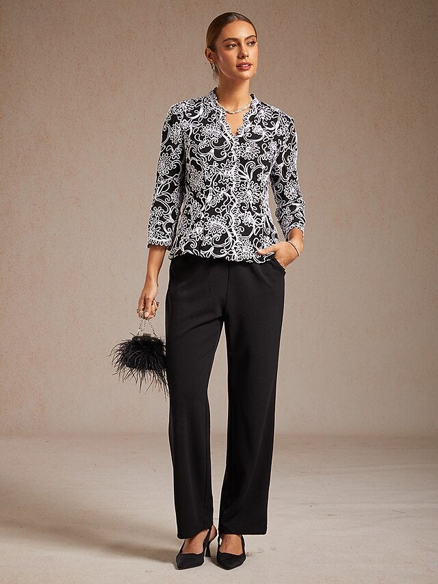 Women's Dressy Tops Twinset Elegant Lace Sequins Paisley