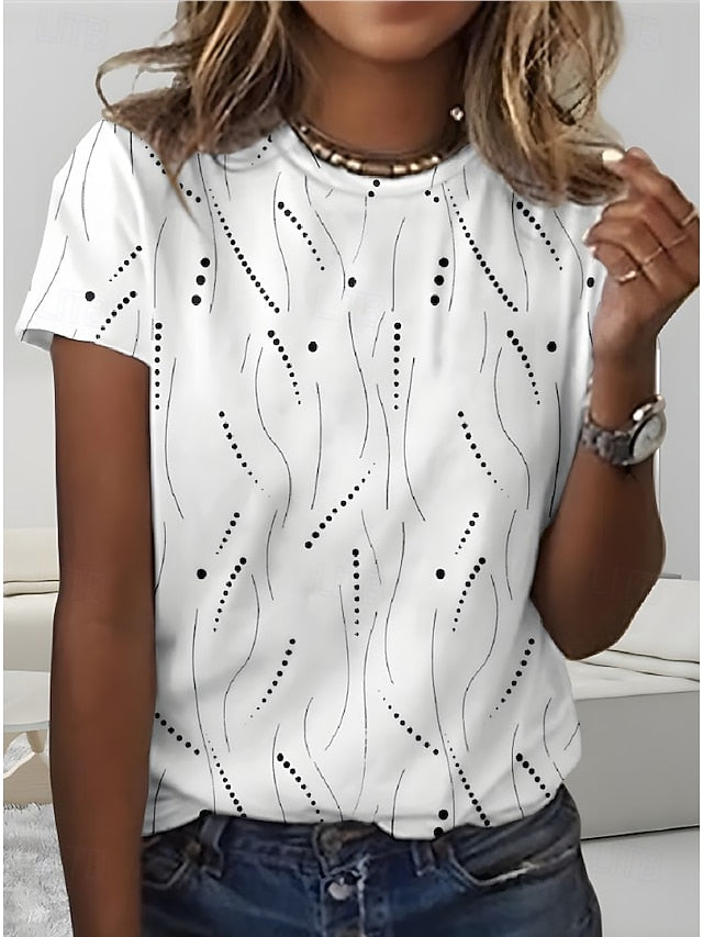 Women's T Shirt Print Striped Graphic Geometric Striped