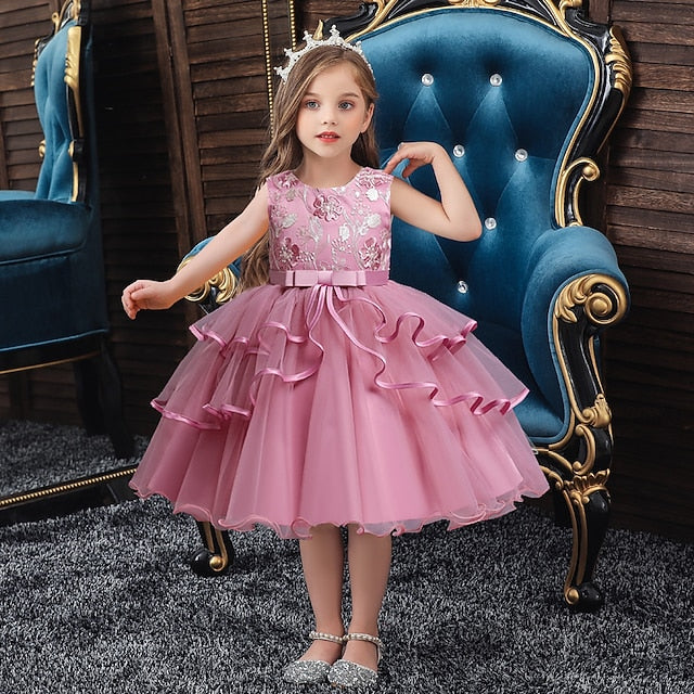 Sleeveless Dress Girl Flower Girls' Sequin Kids