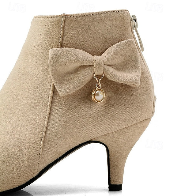 and Bow Boots Women's Pearl Pink Charm Ankle with Suede
