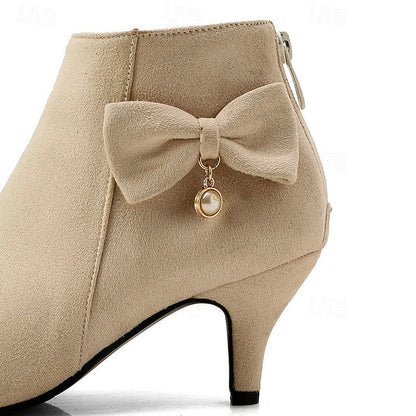 and Bow Boots Women's Pearl Pink Charm Ankle with Suede