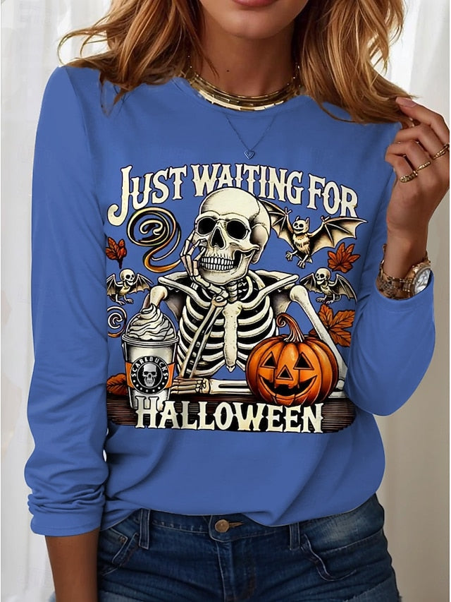 Women's T shirt Pumpkin Graphic Skull Vintage Fashion