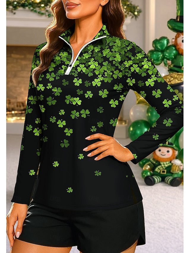 St. Patrick Women's Gradient Clover Sweatshirt Polo