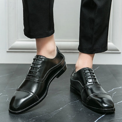 Faux Oxford Brogue Leather – Brown Men's Shoes Classic