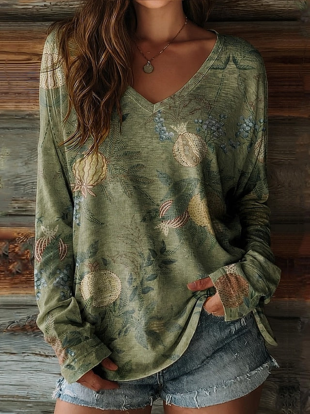 Women's T Shirt Print Floral Graphic Sunflower Vintage