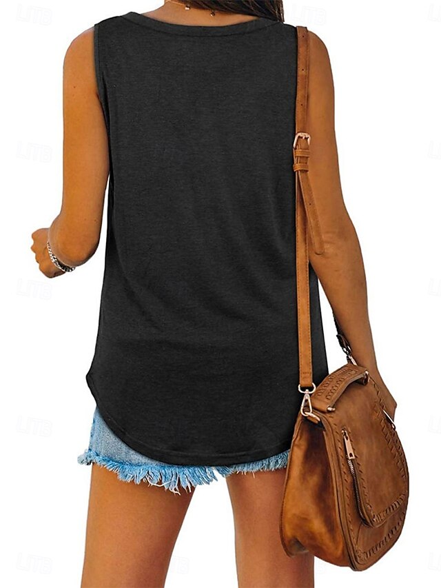 Women's Blouse Plain Active Vintage Sleeveless V Neck Long