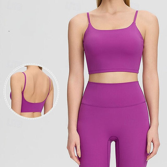 Women's Solid Colored Sport Top Sports Bra Sleeveless
