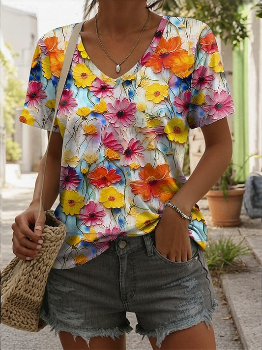 Women's T Shirt Print Floral 3D Stylish Casual Short Sleeve