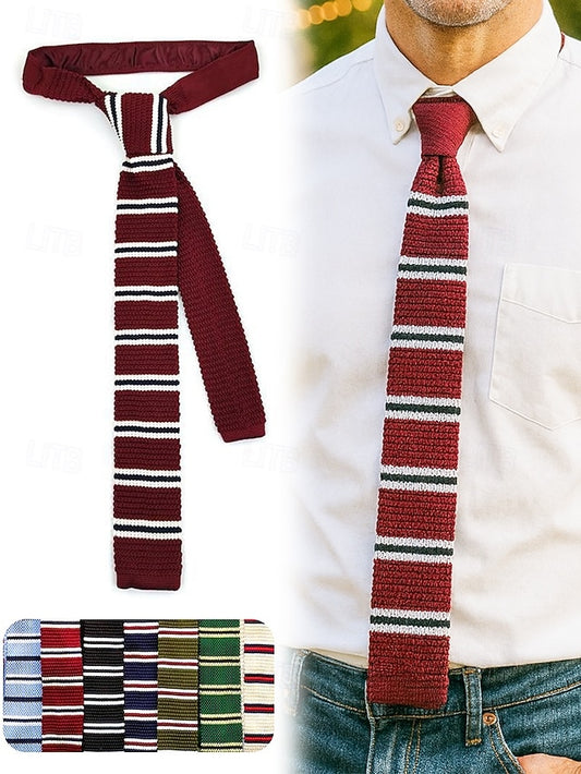 Stylish Christmas Men's Woven - Tie Knit Neck Stripe