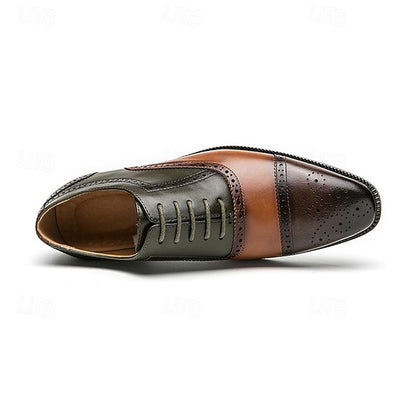 and Black Wingtip Leather Shoes Men's Brown Oxford – Faux
