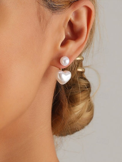 Romantic – Elegant Pearl Heart-Shaped Drop Minimalist Earrings