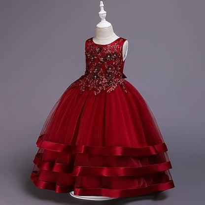 Dress Sleeveless Solid Colored Kids Party Girls' Wedding