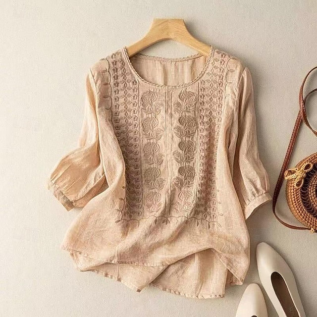 Women's Shirt Blouse Long Cotton Top White Cotton Top