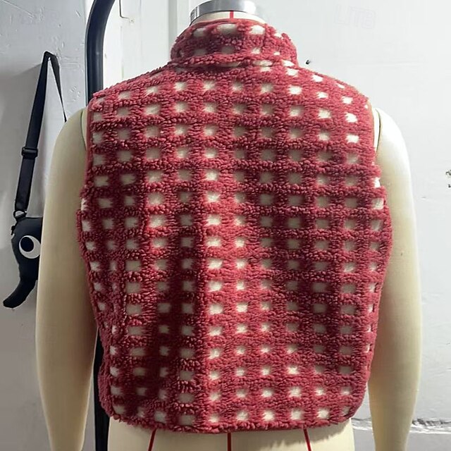 Women's Blouse Zipper Plaid Elegant Vintage Stylish