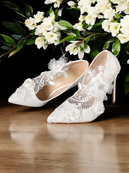 White Shoes Wedding with Floral Lace Embellishments