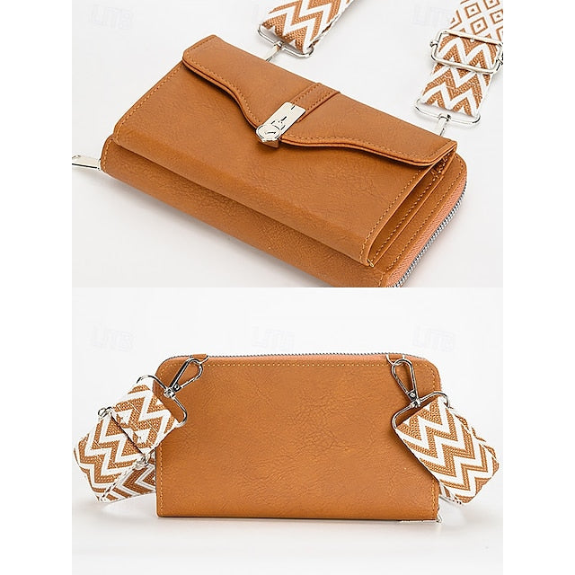 Crossbody Faux Women's Geometric Bag Pattern with Leather