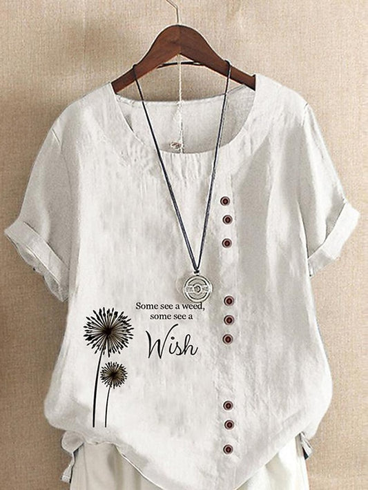 Women's Blouse Buttons Print Floral Graphic Letter Vintage