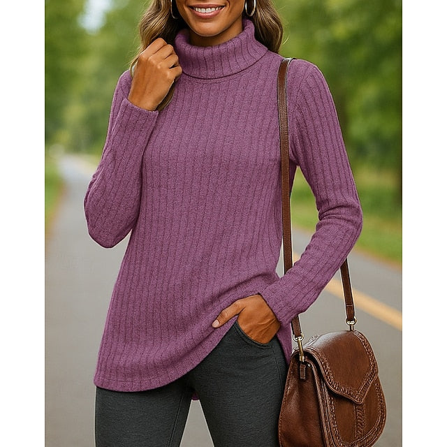 Women's Pullover Sweater Turtleneck Sweater Long Sleeve Top
