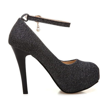 Platform Ankle with Heels Silver Women's Stiletto Glitter