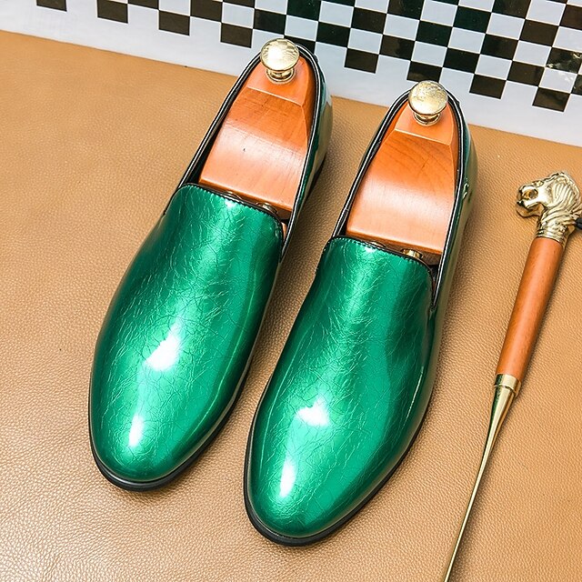 Shiny Loafers – Slip-On Metallic Men's Fashionable Gold