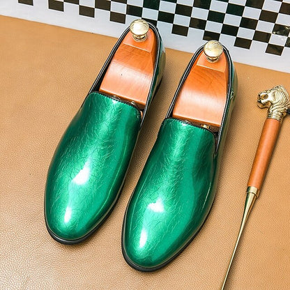 Shiny Loafers – Slip-On Metallic Men's Fashionable Gold