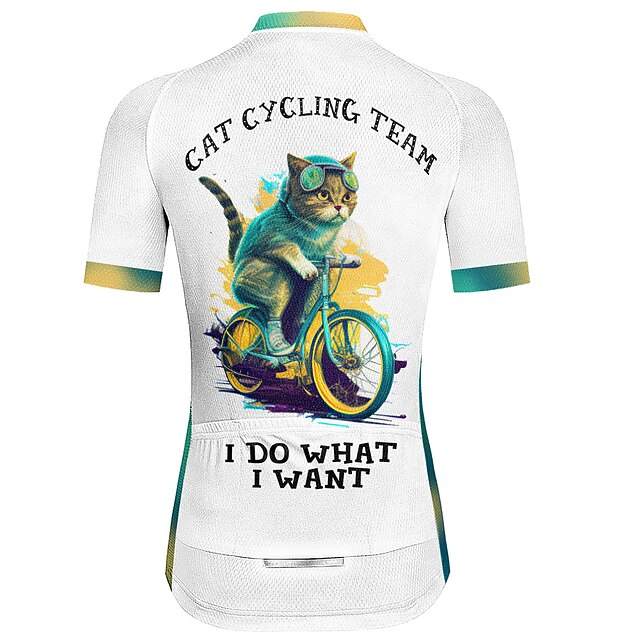 Women's Cycling Jersey Cat Funny Short Sleeve Bike Jersey