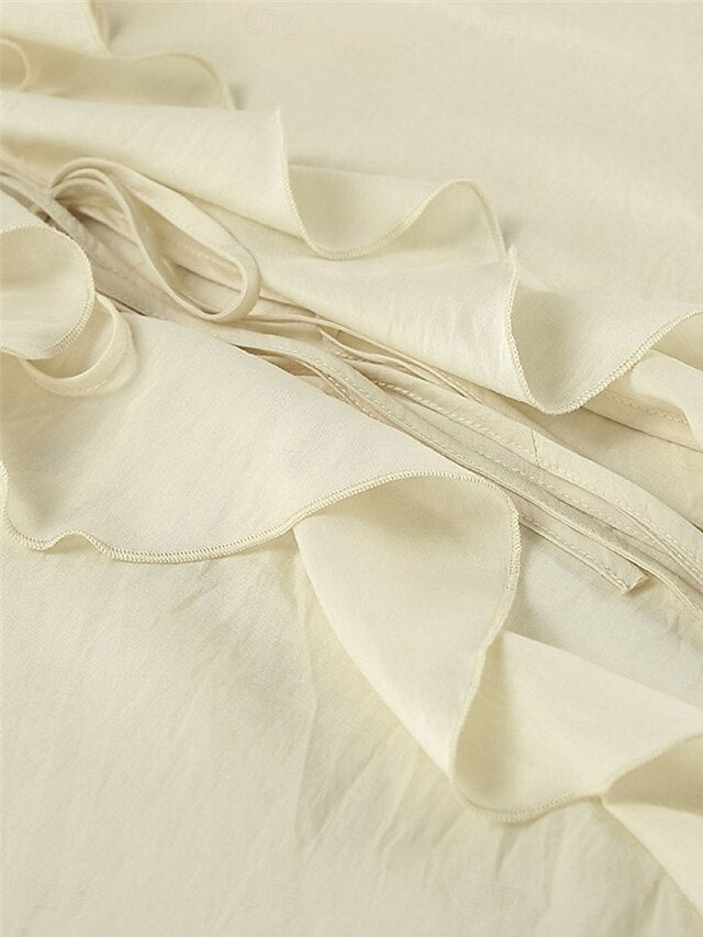 Women's Shirt Blouse Ruched Lace up Ruffle Solid Color