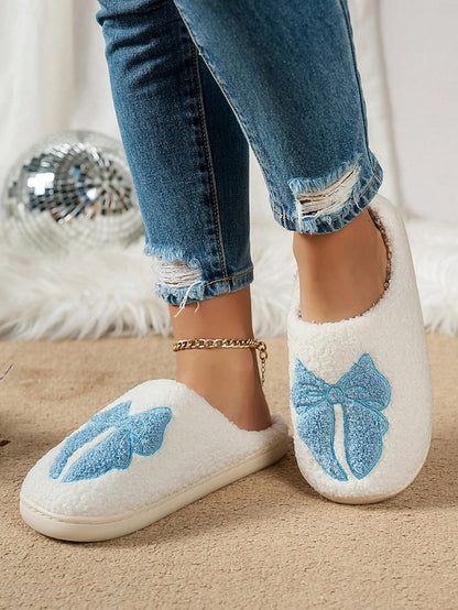 and - Soft with Red Slippers Design Bowknot White Women's