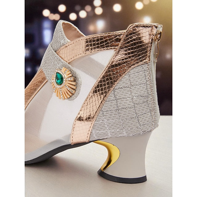 Mesh Women's Boots Silver Emerald and with Ankle Gold