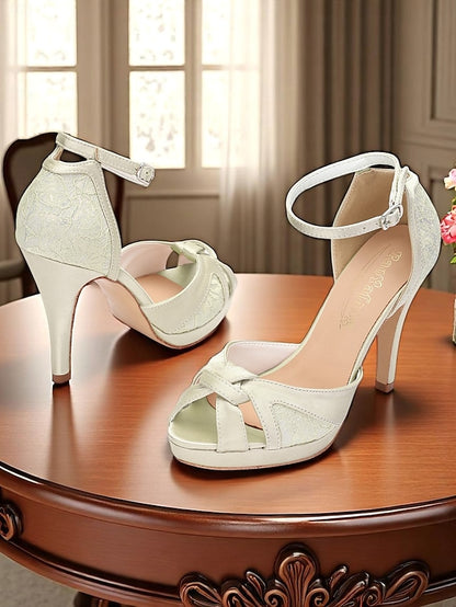 Women's Peep Pink Sandals Satin Elegant High with Heel Toe