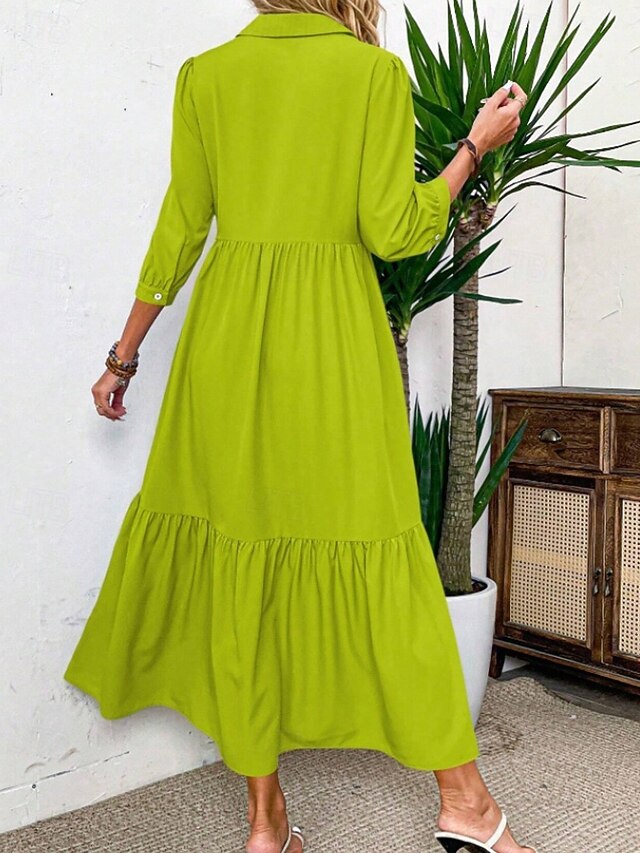Women's Midi Dress Shirt Dress Fashion Modern Outdoor