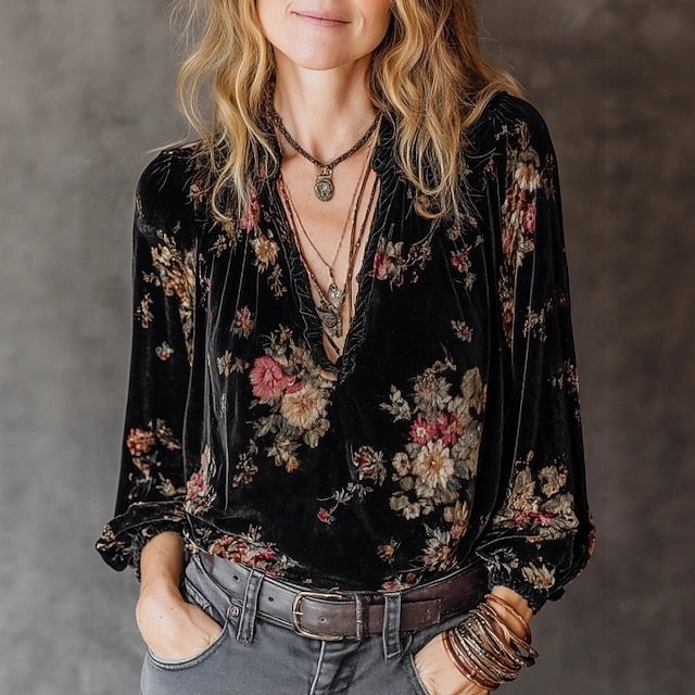 Women's Shirt Blouse Print Floral Stylish Basic Modern Long