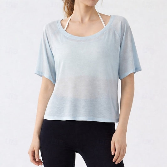 Women's Tee Sports T-Shirt Solid Color Elegant Cute Casual