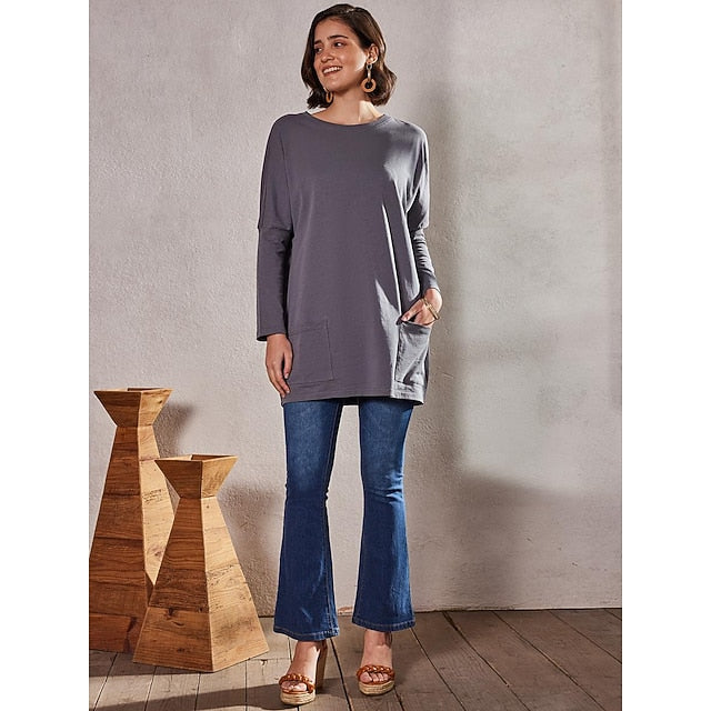 T Shirt Women's Black Yellow Solid / Plain Color Patchwork