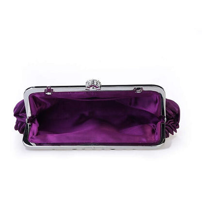 Pleated White Satin Women's Elegant Clutch Evening –
