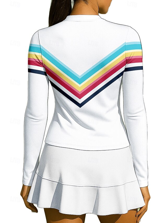 Women's Rainbow Stripes Sport Shirt Tennis Shirt Tennis Top